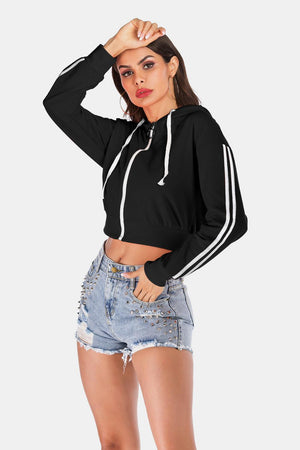 Don't Quit Side Stripe Cropped Hoodie - MXSTUDIO.COM