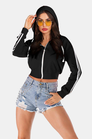 Don't Quit Side Stripe Cropped Hoodie - MXSTUDIO.COM