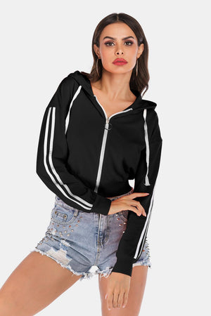 Don't Quit Side Stripe Cropped Hoodie - MXSTUDIO.COM