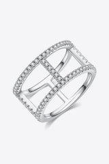 Double Band Moissanite Platinum-Plated Ring - MXSTUDIO.COM