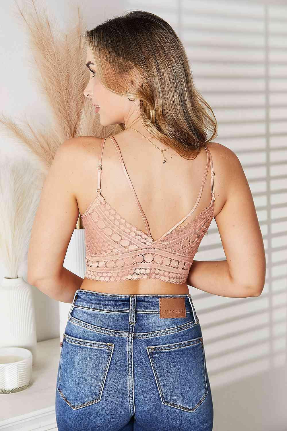 Double-Strap Peach Comfy Lace Bralette - MXSTUDIO.COM