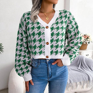 Downy Houndstooth Cardigan - MXSTUDIO.COM