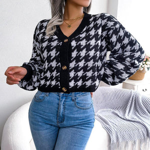 Downy Houndstooth Cardigan - MXSTUDIO.COM