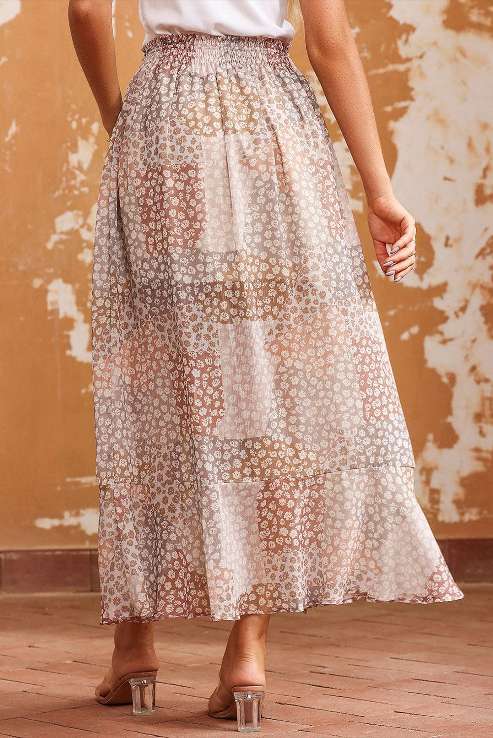 Dramatic Appeal Slit A-Line Floral Maxi Skirt - MXSTUDIO.COM