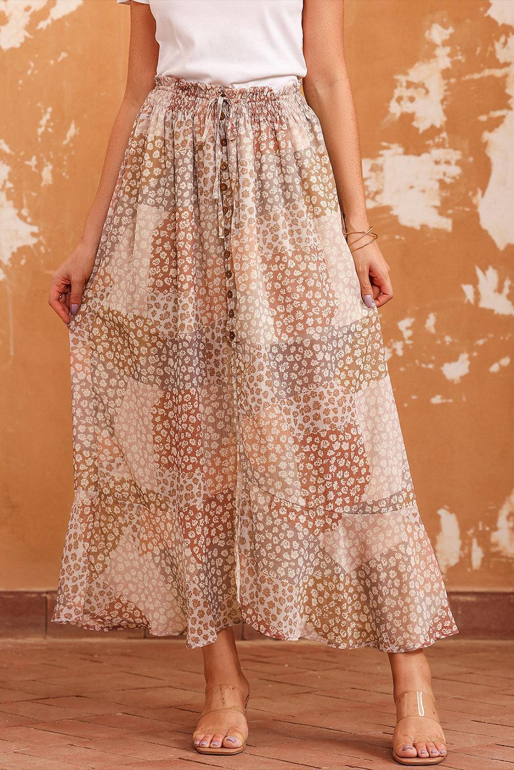 Dramatic Appeal Slit A-Line Floral Maxi Skirt - MXSTUDIO.COM