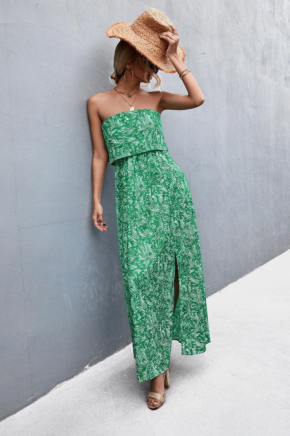 Dramatic Split Strapless Maxi Dress - MXSTUDIO.COM