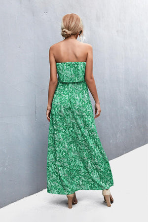 Dramatic Split Strapless Maxi Dress - MXSTUDIO.COM