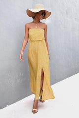 Dramatic Split Strapless Maxi Dress - MXSTUDIO.COM