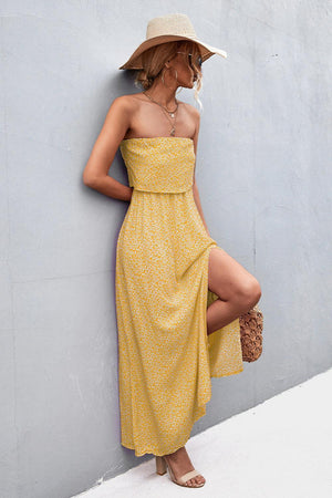 Dramatic Split Strapless Maxi Dress - MXSTUDIO.COM