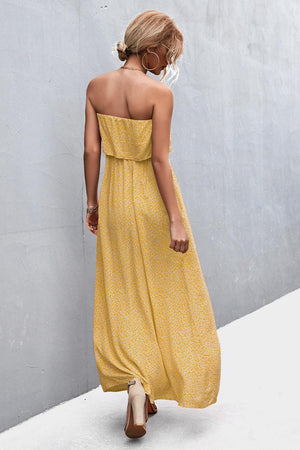 Dramatic Split Strapless Maxi Dress - MXSTUDIO.COM