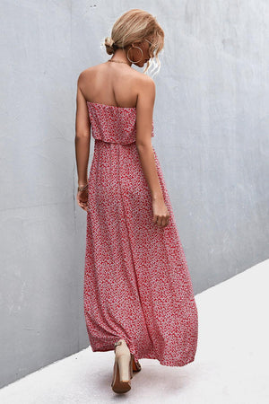 Dramatic Split Strapless Maxi Dress - MXSTUDIO.COM