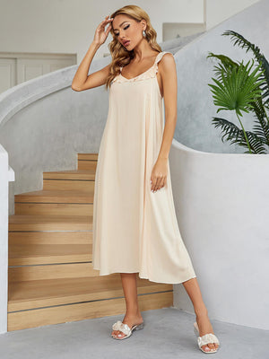 Drapes Beautifully Ruffled Cream Sleeveless Dress - MXSTUDIO.COM