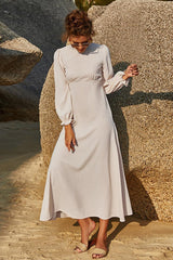 Drapey Puff Long Sleeve Midi Dress - MXSTUDIO.COM
