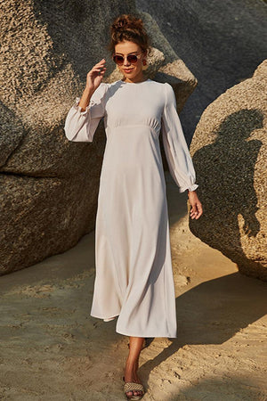 Drapey Puff Long Sleeve Midi Dress - MXSTUDIO.COM