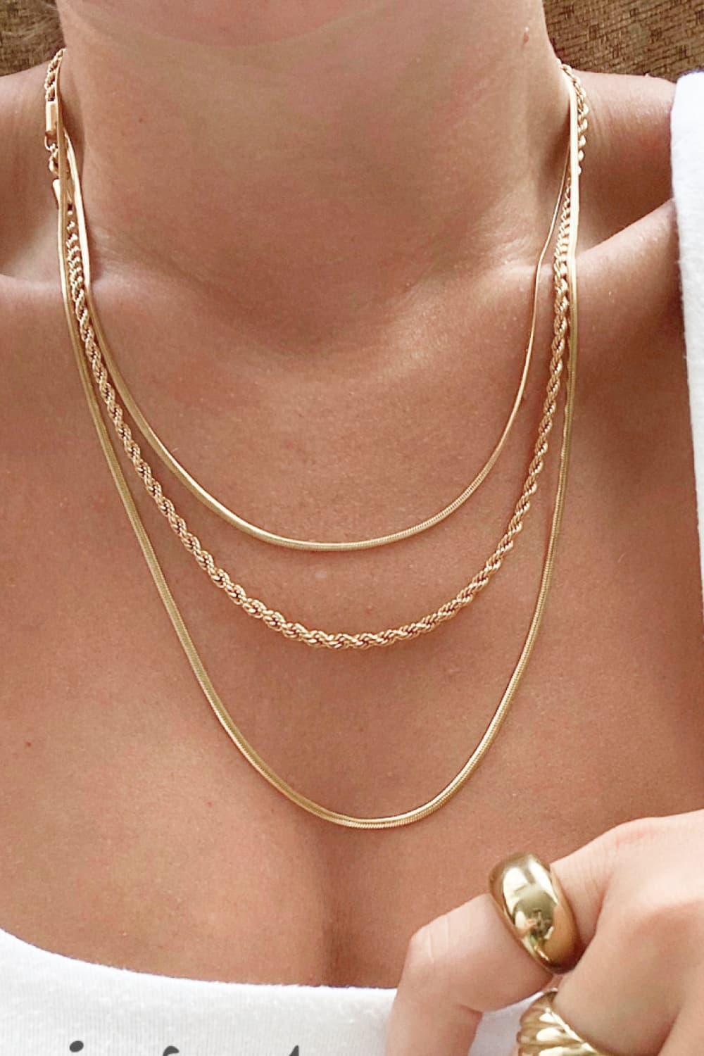 Dream Day 18K Gold Plated Triple Layered Necklace - MXSTUDIO.COM