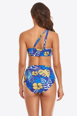 Dream Day Ruffled Buckled Detail One-Shoulder Bikini Set - MXSTUDIO.COM