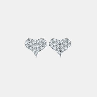 a pair of heart shaped diamond earrings
