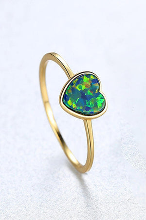 Dreams Fulfilled 925 Sterling Silver Opal Heart Ring - MXSTUDIO.COM