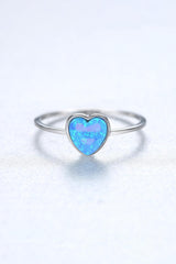 Dreams Fulfilled 925 Sterling Silver Opal Heart Ring - MXSTUDIO.COM