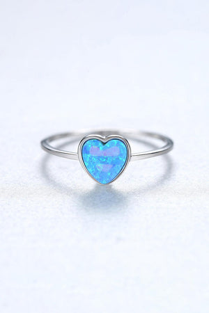 Dreams Fulfilled 925 Sterling Silver Opal Heart Ring - MXSTUDIO.COM