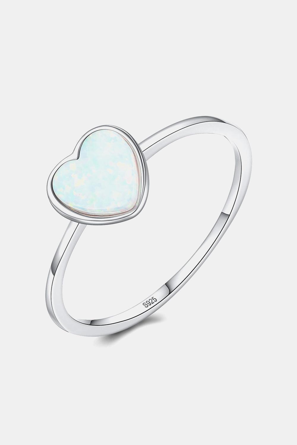 Dreams Fulfilled 925 Sterling Silver Opal Heart Ring - MXSTUDIO.COM