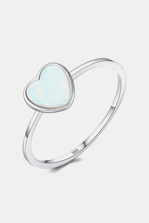 Dreams Fulfilled 925 Sterling Silver Opal Heart Ring - MXSTUDIO.COM