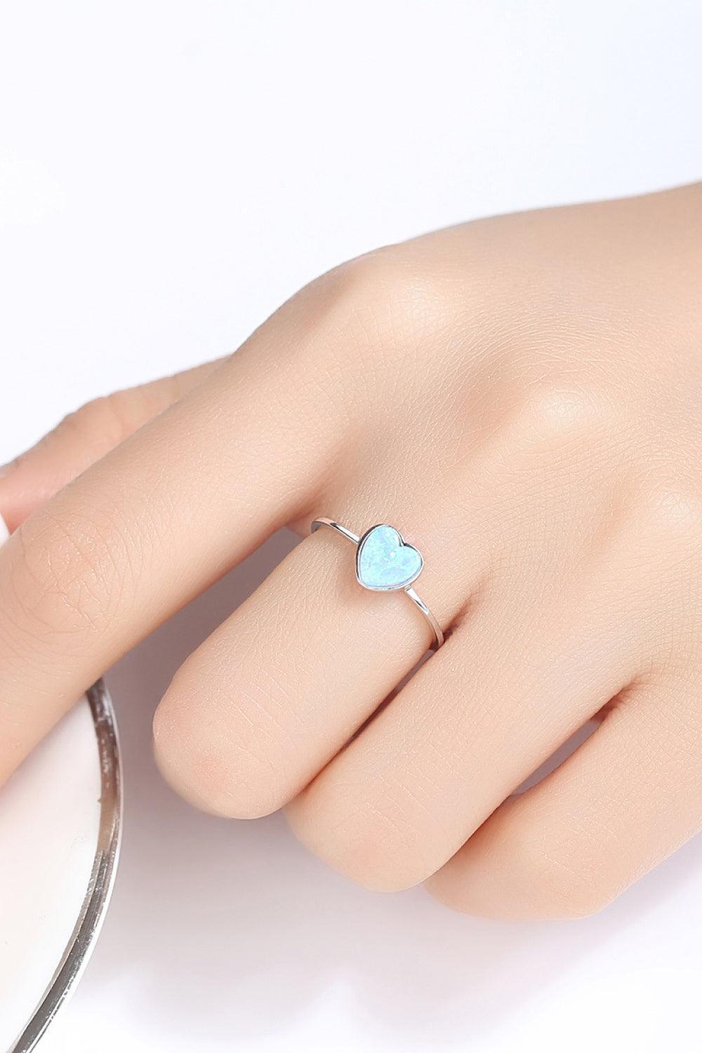 Dreams Fulfilled 925 Sterling Silver Opal Heart Ring - MXSTUDIO.COM