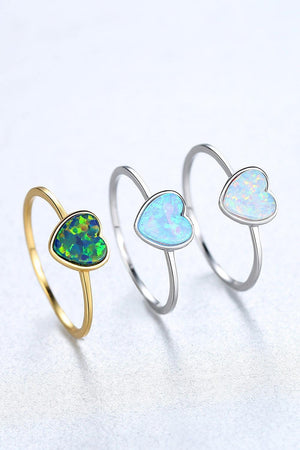 Dreams Fulfilled 925 Sterling Silver Opal Heart Ring - MXSTUDIO.COM