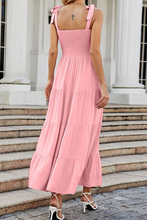 Dreamy Tiered Tie Shoulder Maxi Dress - MXSTUDIO.COM