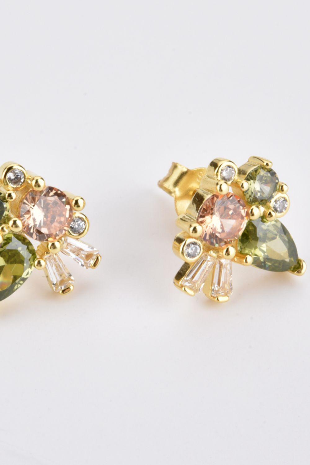 Dreamy Zircon Decor Sterling Silver Stud Earrings - MXSTUDIO.COM