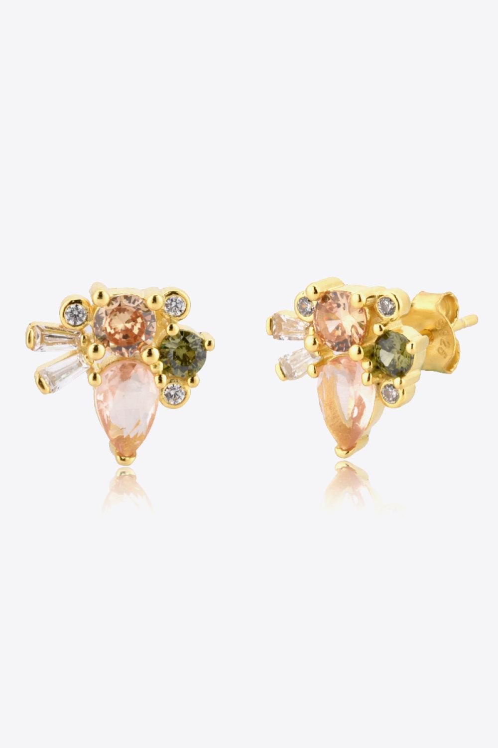 Dreamy Zircon Decor Sterling Silver Stud Earrings - MXSTUDIO.COM