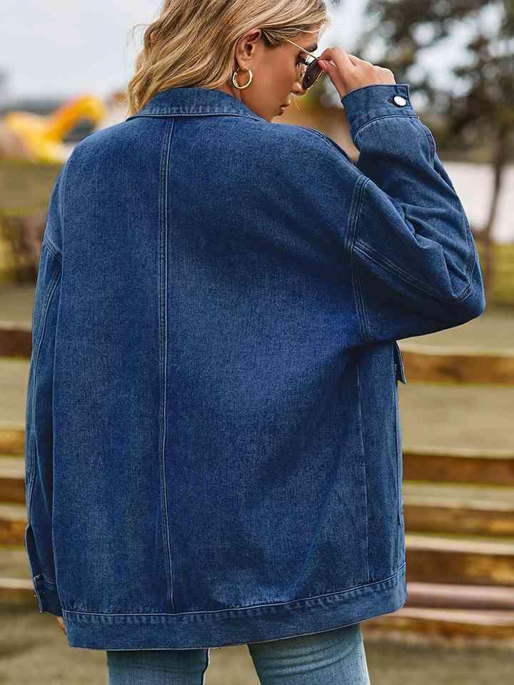 Dropped Shoulder Oversized Denim Jacket - MXSTUDIO.COM