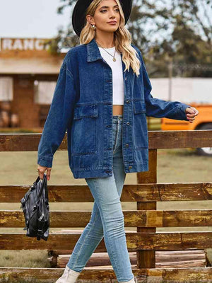 Dropped Shoulder Oversized Denim Jacket - MXSTUDIO.COM