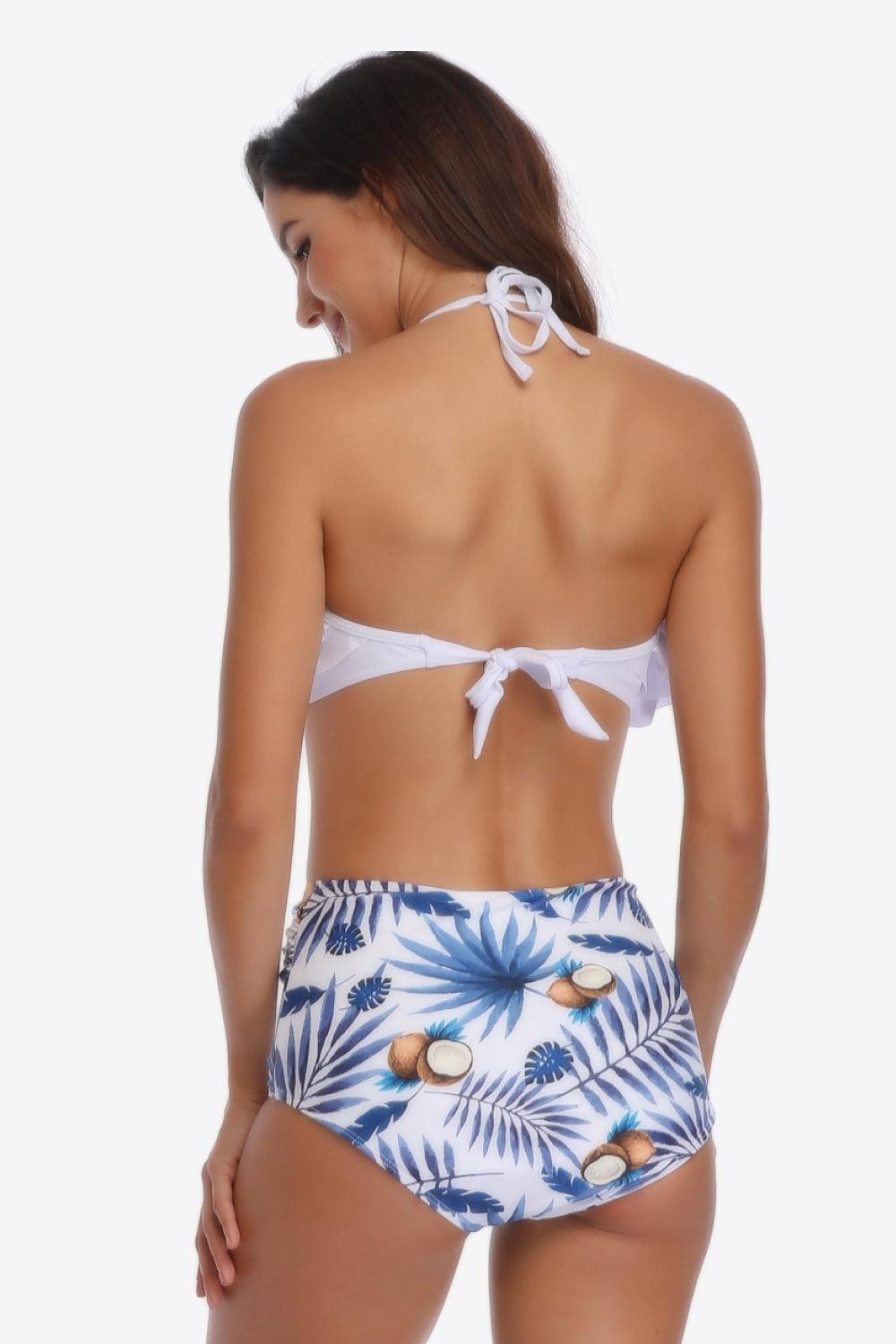 Dual-Tone Two Piece Swimsuit With Ruffle Top - MXSTUDIO.COM