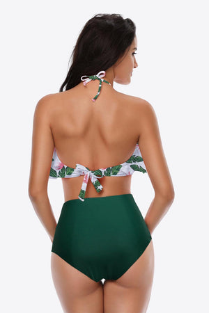 Dual-Tone Two Piece Swimsuit With Ruffle Top - MXSTUDIO.COM