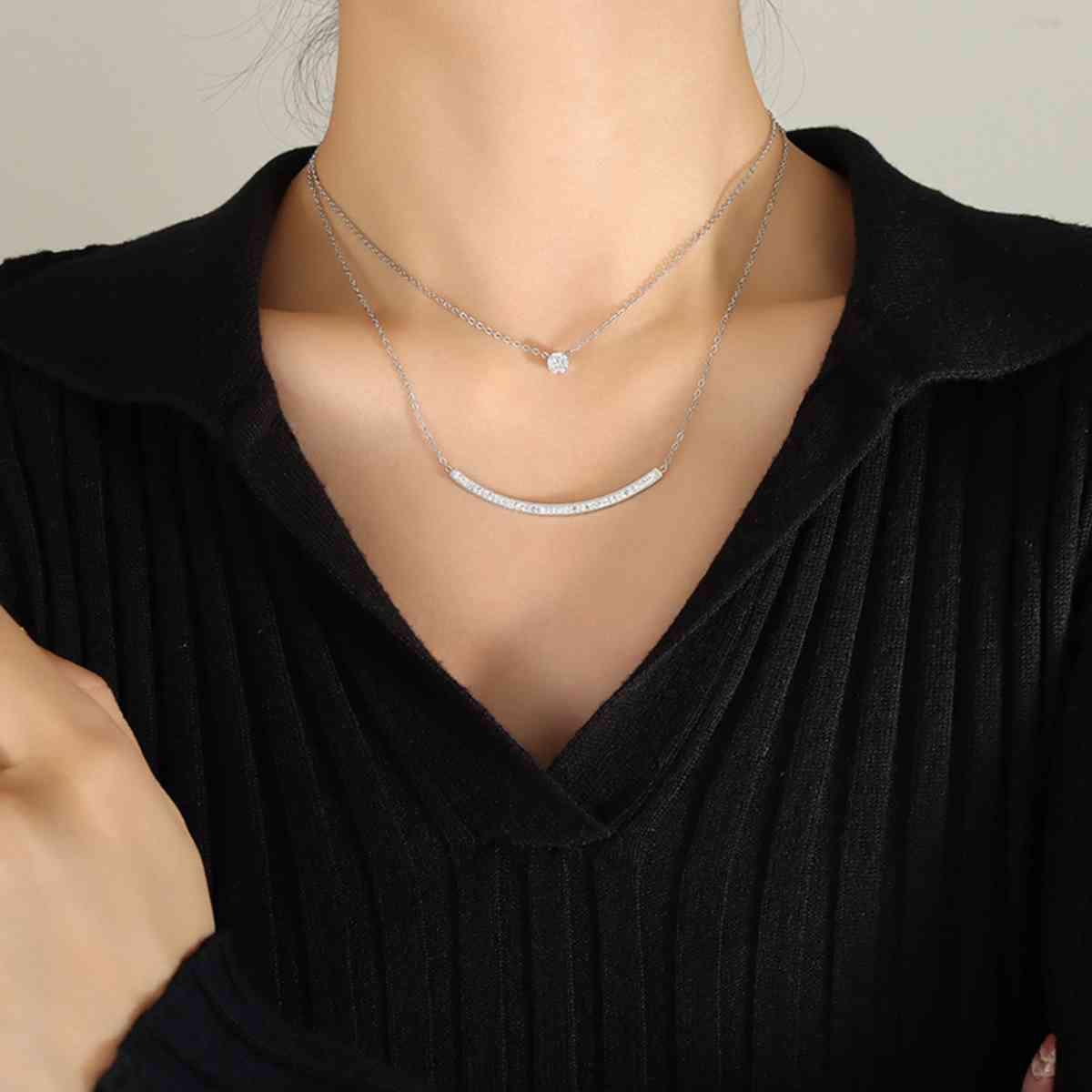 Duo Delight Titanium Steel Double-Layered Necklace-MXSTUDIO.COM