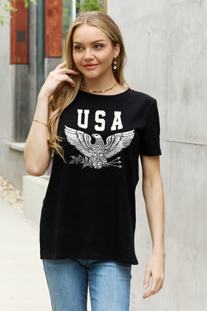 Eagle Black Crew Neck USA Graphic Tee - MXSTUDIO.COM