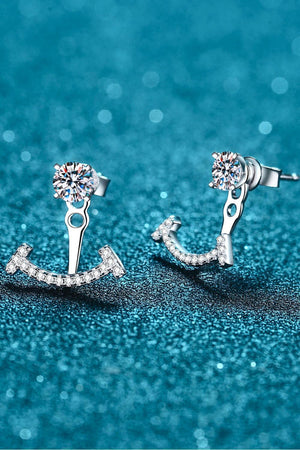 Ear Jacket Arch Stud Sterling Silver Moissanite Earrings - MXSTUDIO.COM