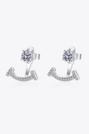 Ear Jacket Arch Stud Sterling Silver Moissanite Earrings - MXSTUDIO.COM