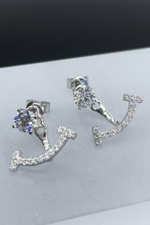 Ear Jacket Arch Stud Sterling Silver Moissanite Earrings - MXSTUDIO.COM