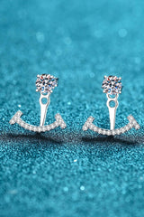 Ear Jacket Arch Stud Sterling Silver Moissanite Earrings - MXSTUDIO.COM