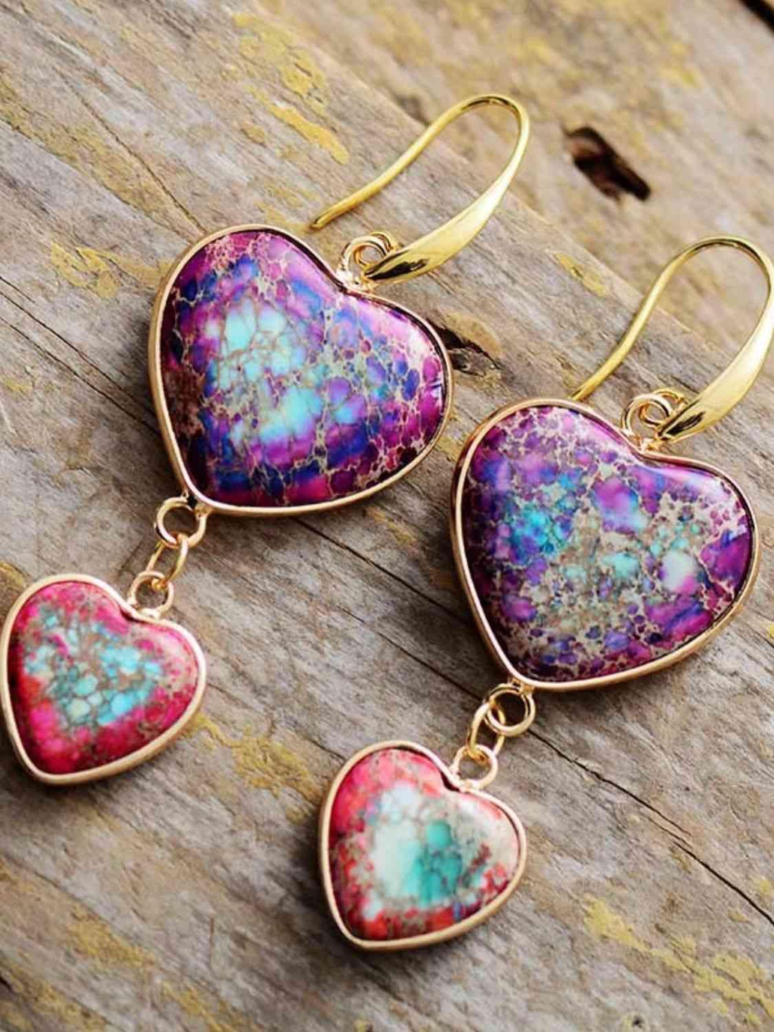 Earthen Treasures Imperial Jasper Heart Dangle Earrings-MXSTUDIO.COM