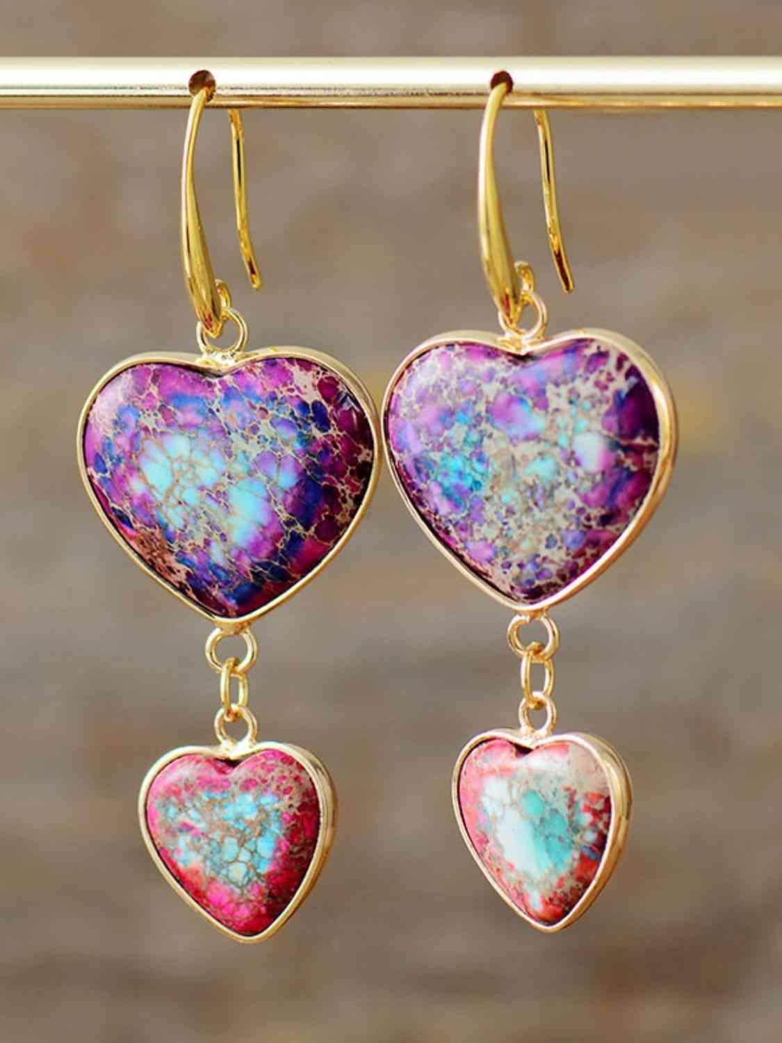 Earthen Treasures Imperial Jasper Heart Dangle Earrings-MXSTUDIO.COM