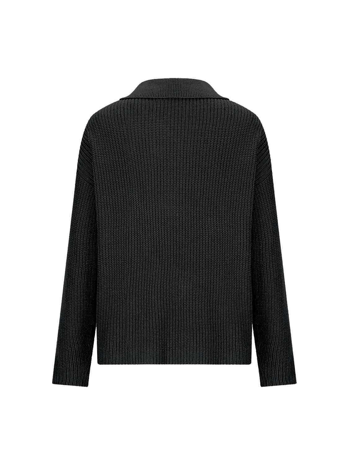 Ease And Warmth Collared Knit Sweater-MXSTUDIO.COM