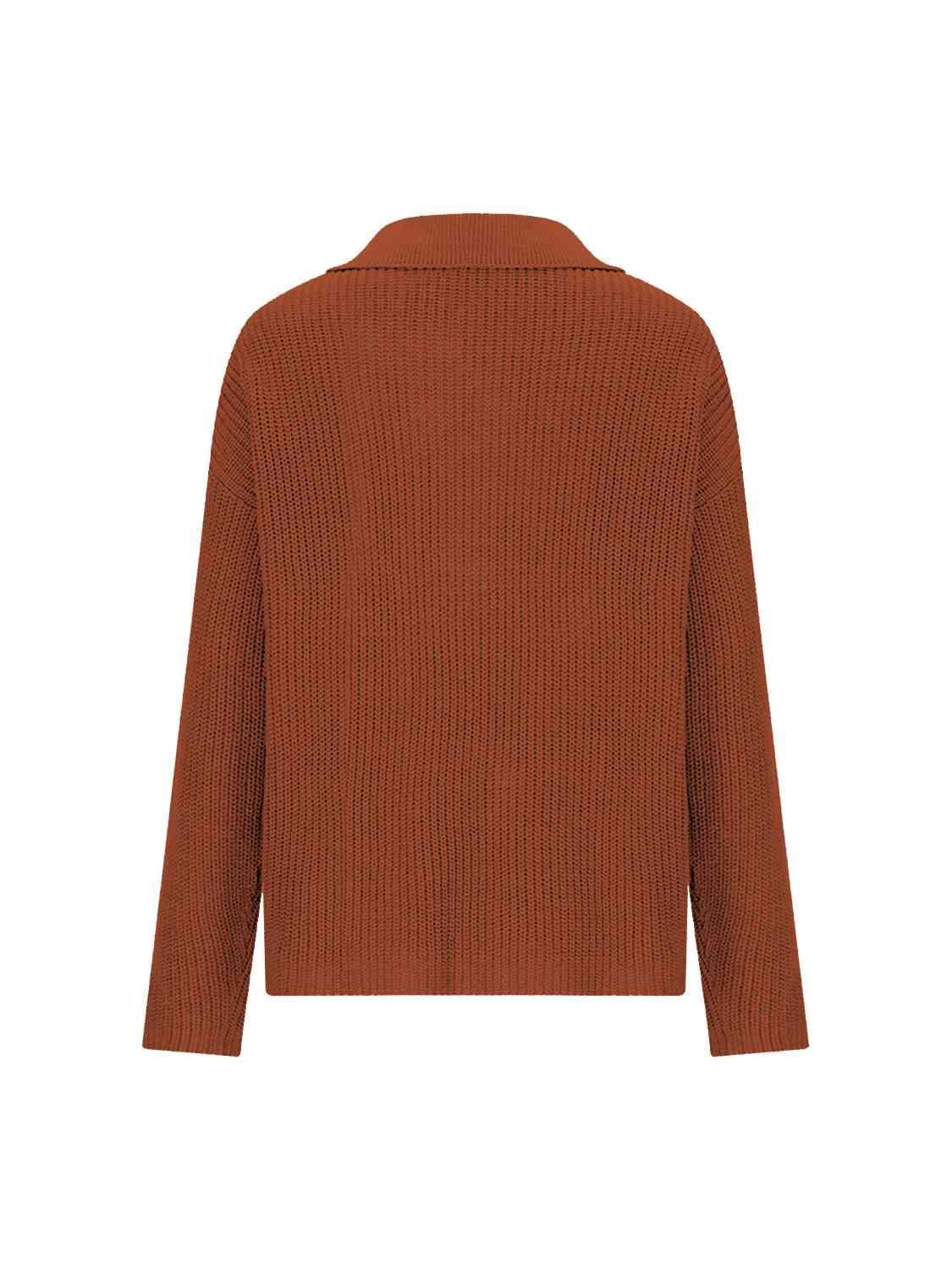 Ease And Warmth Collared Knit Sweater-MXSTUDIO.COM