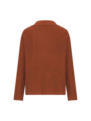 Ease And Warmth Collared Knit Sweater-MXSTUDIO.COM