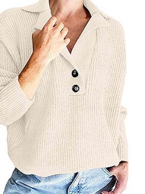 Ease And Warmth Collared Knit Sweater-MXSTUDIO.COM