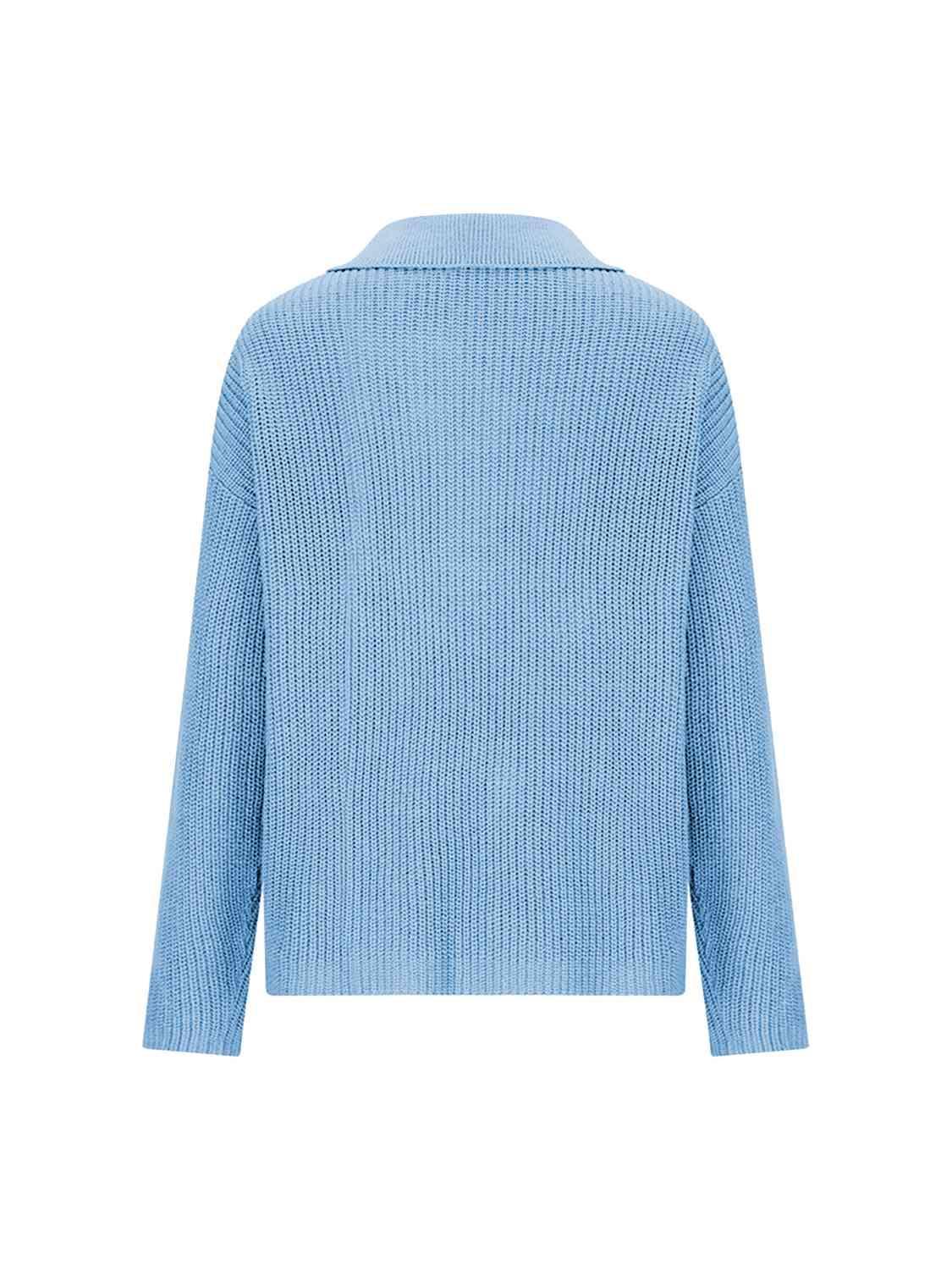 Ease And Warmth Collared Knit Sweater-MXSTUDIO.COM