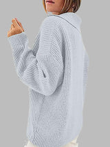 Ease And Warmth Collared Knit Sweater-MXSTUDIO.COM