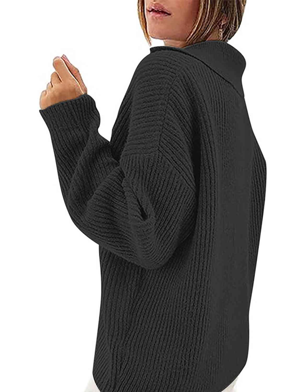 Ease And Warmth Collared Knit Sweater-MXSTUDIO.COM